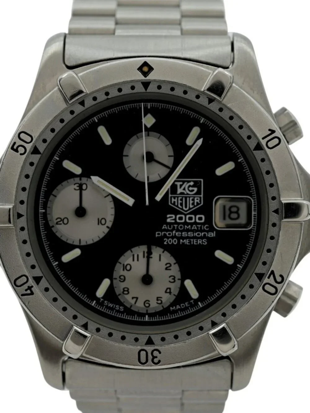 Tag Heuer 38mm Men's 2000 Series Stainless Steel Auto Chrono Watch Ref: 162.006!